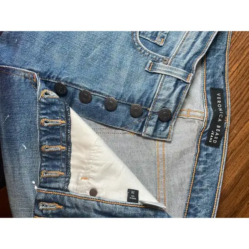 Veronica Beard Ines Paint Splatter 10.75" Cropped Girlfriend Jeans Size 26