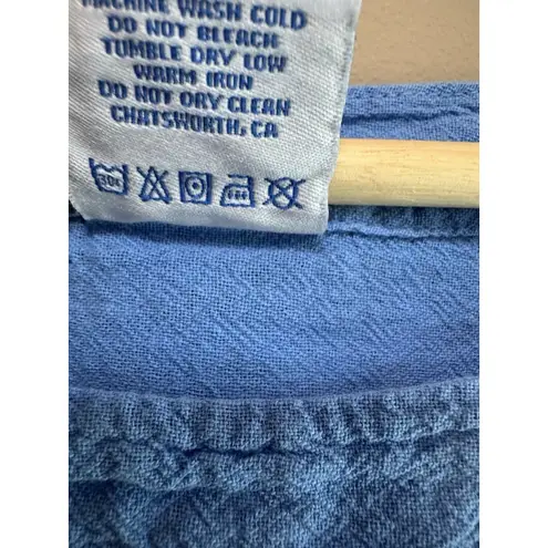 Sea Breeze 100% Cotton Drapey Top Swim Cover Up Blue‎ Size Large Beach Tunic EUC Blue