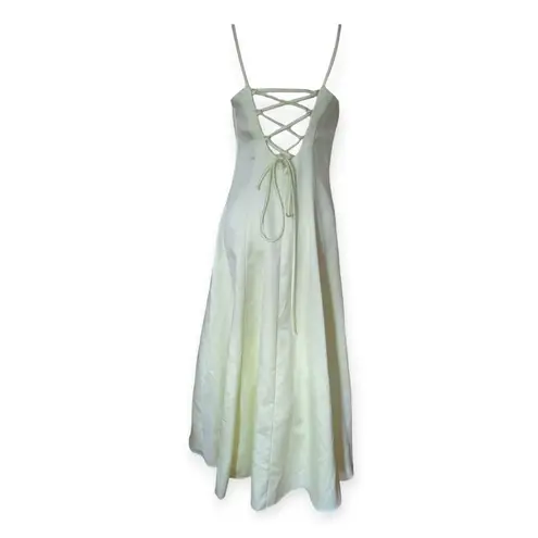 Betsy and Adam Vintage Y2K Prom Dress Chartreuse Delicate Floral Corset Fairy Regency Hoco