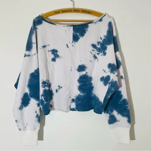 Natural Life NWT  Women’s Palmer Blue & White Tie Dye Crop Sweatshirt Size Small