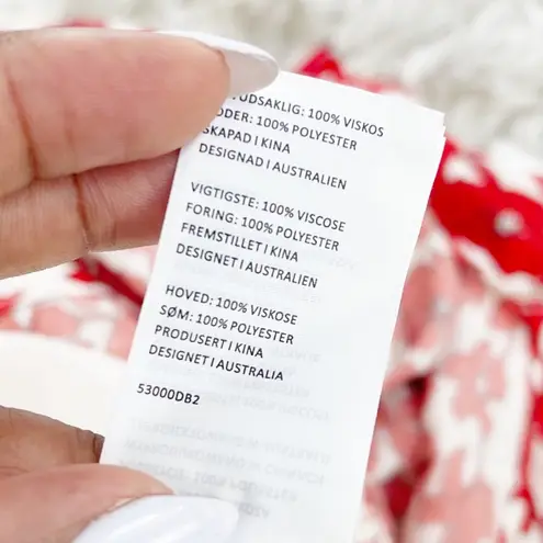 Bardot Women's Fiesta Floral Faux Wrap Short Sleeve Dress in Red Size 12