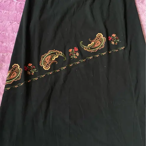 Talbots Vintage  Faux Suede Floral Embroidered Maxi Skirt