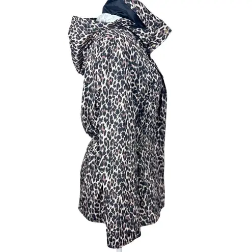 JM Collection Leopard Coat Jacket Womens M Brown Black Belted Waist Snap Button