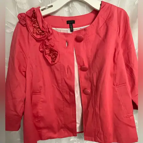 Madison Peacoat Short Style Blazer Jacket Watermelon Coral 3/4 Sleeve Sz L NEW Pink Size L