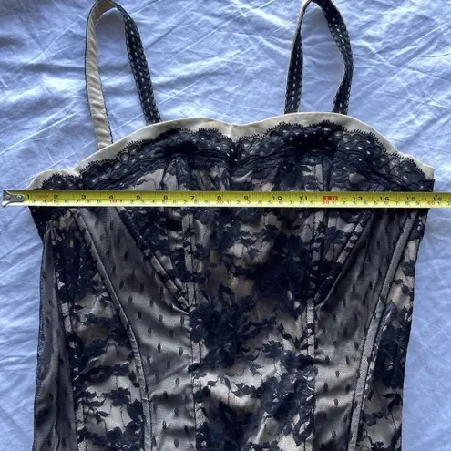 Tripp NYC Vintage Women's Corset Sz M Tank Top Black Brown Lace Up Zip Cotton