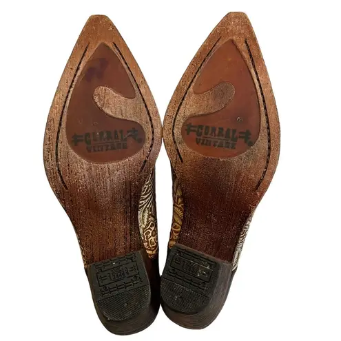 Corral Vintage Western Slip On Tooled Leather Mules, Sz 7.5