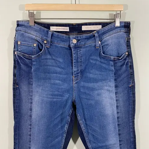 Pilcro and the Letterpress Blue Patchwork Panels Parallel Straight Jeans Size 32