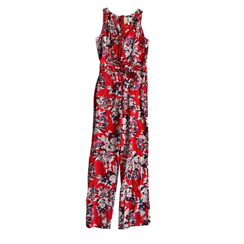 Yumi Kim Red Floral Belted Jumpsuit Size XS