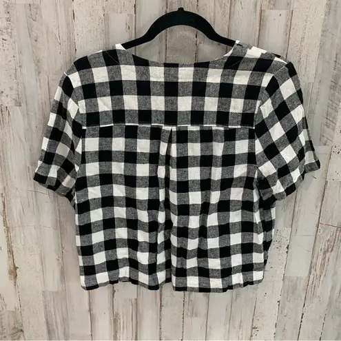 Abound  Gingham V-Neck Linen Blend Top