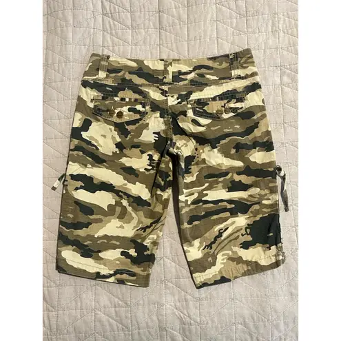 Nori Bermuda Tactical Shorts Womens Juniors Size 3 Brown Black Camo Stretch