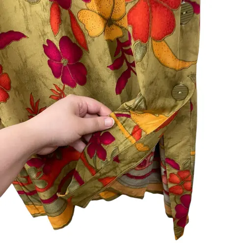 R & K Vintage Originals Women’s 14 Green Floral Print Maxi Boho Cottage Dress