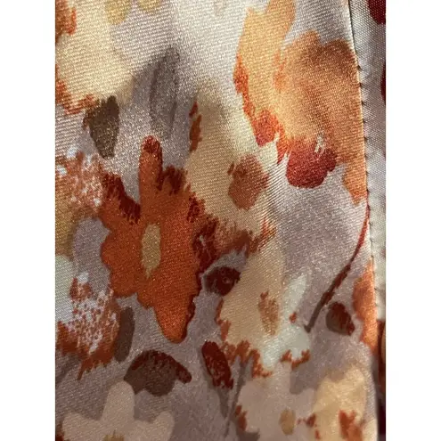 Park & Fifth Kingston Floral Print Satin Strappy Slip Dress Large Orange