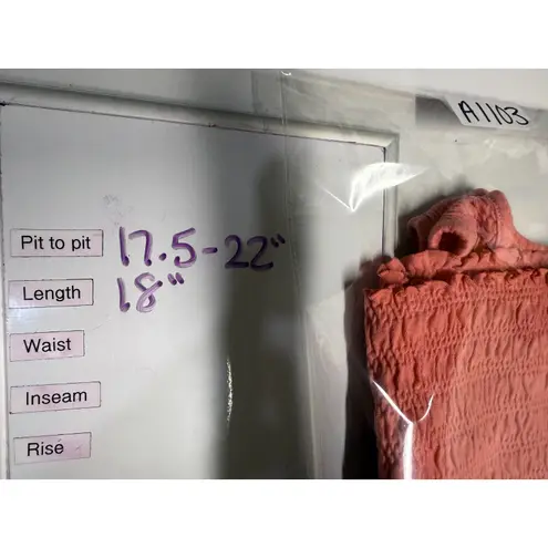 Christopher & Banks Vtg Christopher‎ & Banks Y2K Smocked Crop Tank Top Sz S Pink Ruffle Hem thumbnail 4