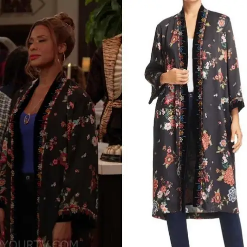 Johnny Was Velvet-Trim Floral Kimono/Jacket NWT (oversized)