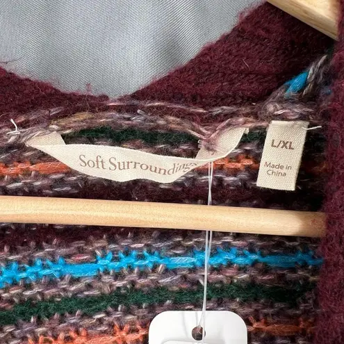 Soft Surroundings Sweater Eirene Purple Wool Blend Knit Open Cardigan L/XL New