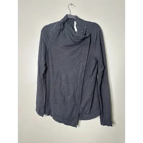 Lululemon Coast Wrap Jacket Women 8 Gray Relaxed Thumb Holes Activewear