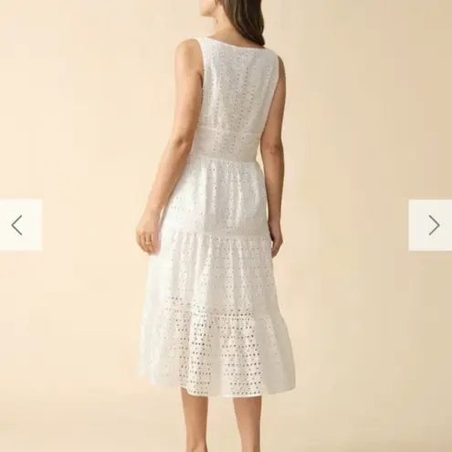 RIHOAS The Square Neck Tiered Hem Midi Dress 22 White Size M