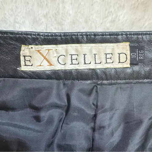 Vintage 90s EXCELLED Leather Pants Womens 10 Black Lined Straight Leg High Rise