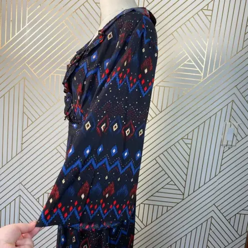 & Other Stories & Other Stories Dress Faux Wrap Midi Maxi Geometric Print Black Blue Red Size 4‎