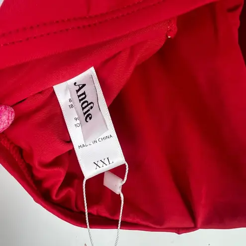 ANDIE NWT Swim Wyndwood Top Cherry Red Flat Bikini Top One Shoulder Size XXL NEW