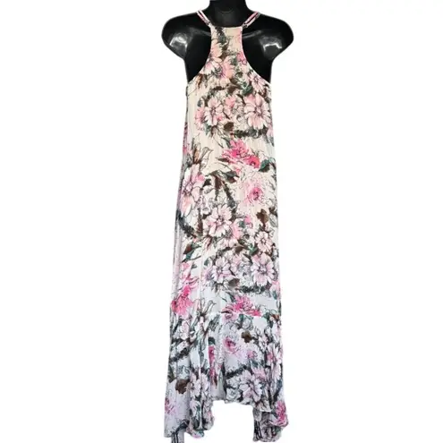 Plenty by Tracy Reese Floral Maxi Dress Sz XS Pink White Boho Gypsy Flowy Sheer