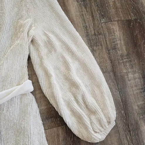 Retrofete Gabrielle Robe Dress in White Sequins Size XS Long Sleeve Blet