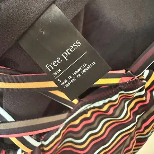 Free Press black striped one piece swimsuit