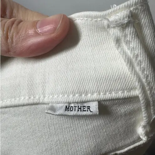 Mother Stunner Zip Ankle Step Fray Jean Women 26 Little Miss Innocent Distressed White