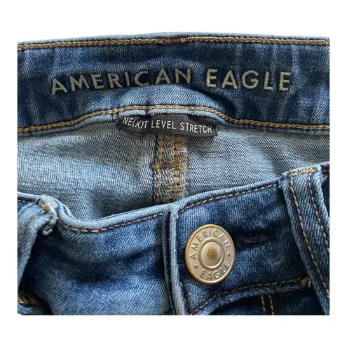 American Eagle -SUPER HIGH RISE JEGGING-SIZE 0/S Super high rise blue jegging, has stretch, excellent condition  Measurements: Waist: side to side 13 inches  Rise: 9 1/2 inches  Inseam: 25 1/2 inches