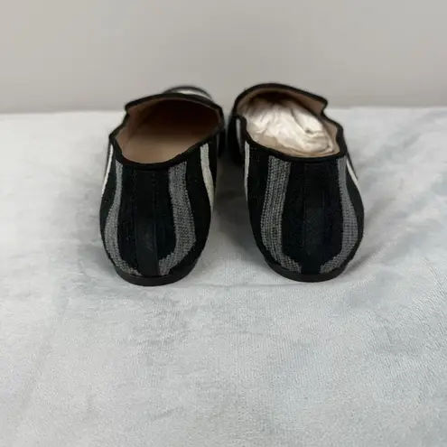 J. Crew Womens Black Gray Cream Textile Striped Italy Darby Currant Flats Sz 8