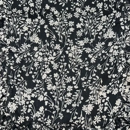 Art Class Womens Blouse Top Shirt Floral Print Ruffled Pullover Black White XL