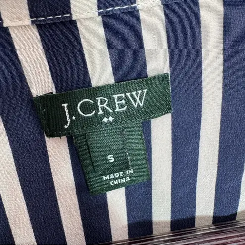 J. Crew Striped Silk Button Up Long Sleeve Shirt Blouse Blue White Small