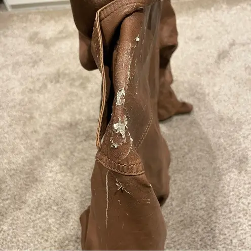 Coalition Girl Next Door Hooded Faux Leather Jacket Brown Size L