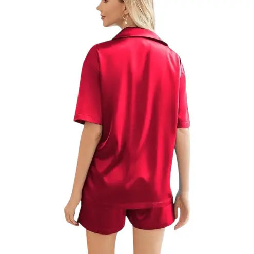 Jaclyn Smith VTG Silky Red Satin Pajama Set Vintage Size L