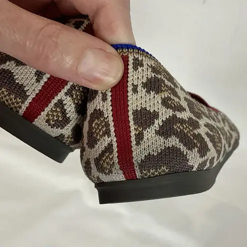 Rothys The Loafer Mocha Spot Leopard Flats Shoes Knit Slip On Round Toe Sz 7 Brown