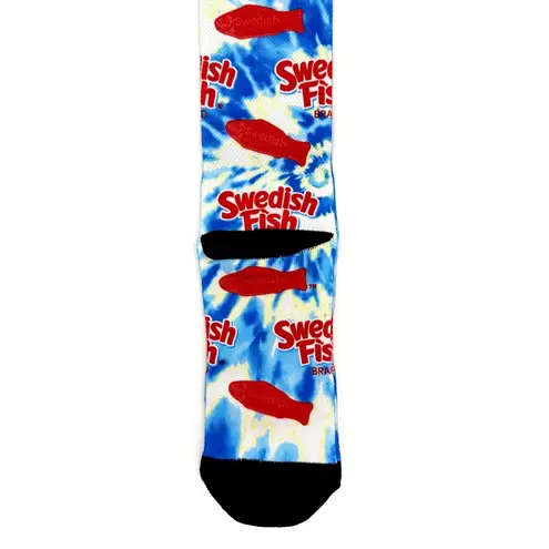 Odd Sox Swedish Fish Candy Crew Socks Mens Womens Tie Dye Novelty Gift Blue Red