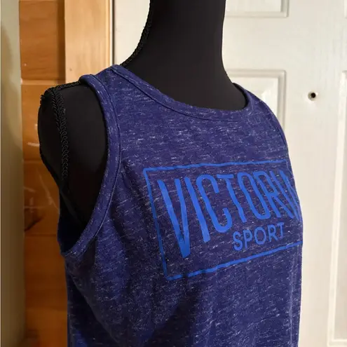 Victoria Sport Size M Blue Relaxed Sleeveless Tank Top with cut out back.