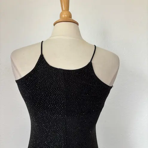 Vintage 1994 Black Metallic Sleeveless Full Length Prom Dress Size 4