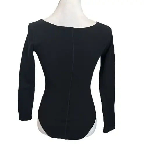 ALLSAINTS Jamie Long Sleeve Bodysuit Black Top Stretch Minimalist Womens Size 4