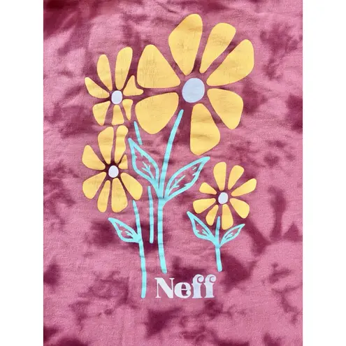 Neff Women’s Flower hoodie Burgundy tie dye Y2K Casual Skater Size Medium Red