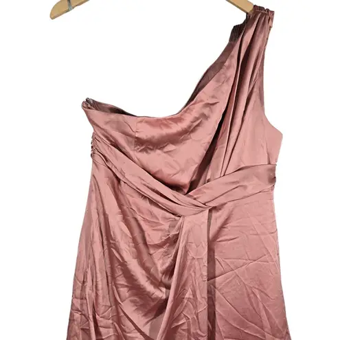 Dessy Collection One Shoulder Ruched Empire Waist Bridesmaid Formal Gown 16 3111 Pink