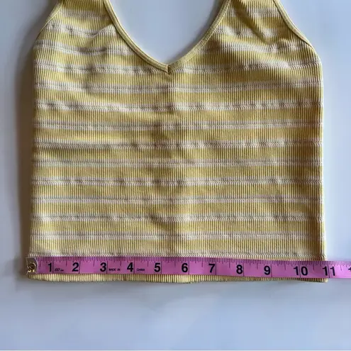 Full Tilt Yellow & White Striped Halter Tank Top Size Small