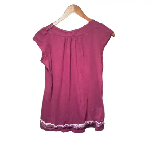 Decree Women's Top Size L Red Short Sleeve