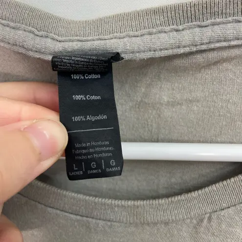 Anvil women’s gray white relaxed short sleeve coffee mom cotton casual tshirt L