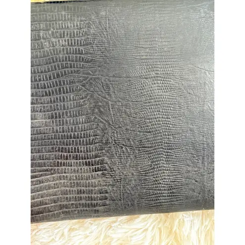 Vintage 50s Style Top Handle Handbag Black Lizard Print Purse Gold Hardware