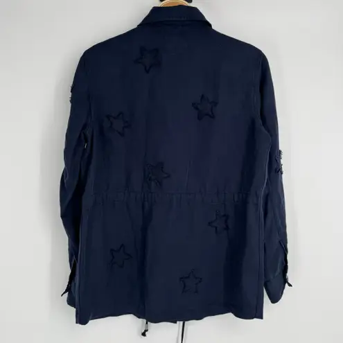 Rails Lancaster Indigo Stars Utility Jacket XS Navy Tencel Linen Drawstring Boho