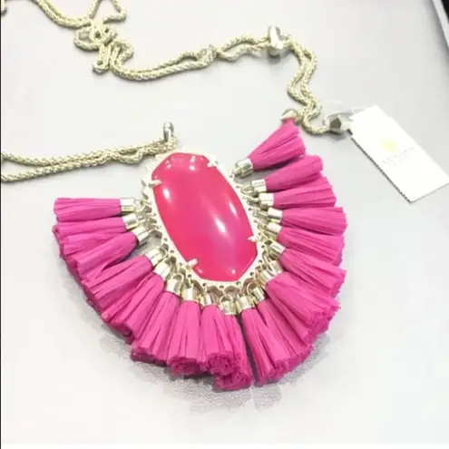 Kendra Scott NEW  Barbie Betsy Long Gold Plated Hot Pink Tassel Necklace RARE NWT