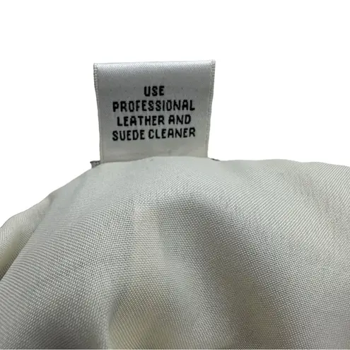 Cache Y2K  Off White Cream Lamb Leather Mini Skirt Top Bottom Zipper Snap 2