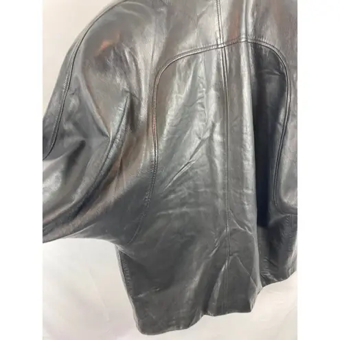 Vakko Vintage Dolman Sleeve Slouchy Leather Jacket Medium Black