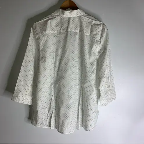 Eddie Bauer  XXL Wrinkle‎ Free Slim Fit White Black polka Dot CP9010